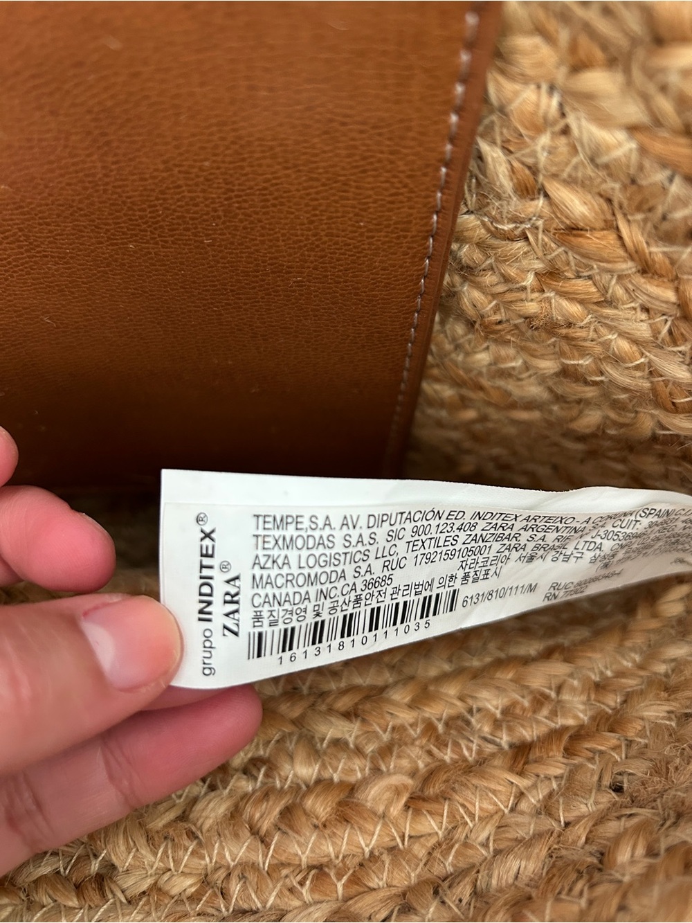 Zara Natural Straw Tote with Brown Leather Straps - Picture 2 of 6